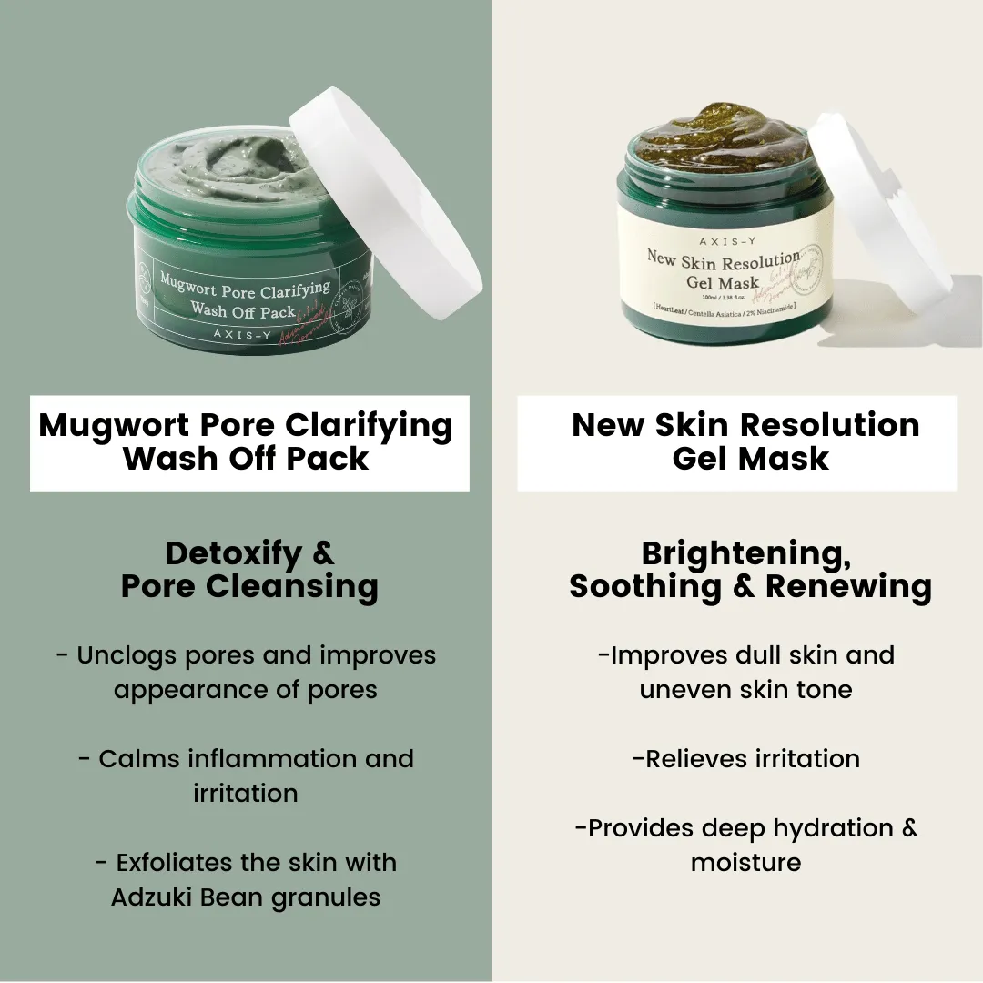 AXIS-Y Mugwort Wash Off Pack & New Skin Resolution Gel Mask Set