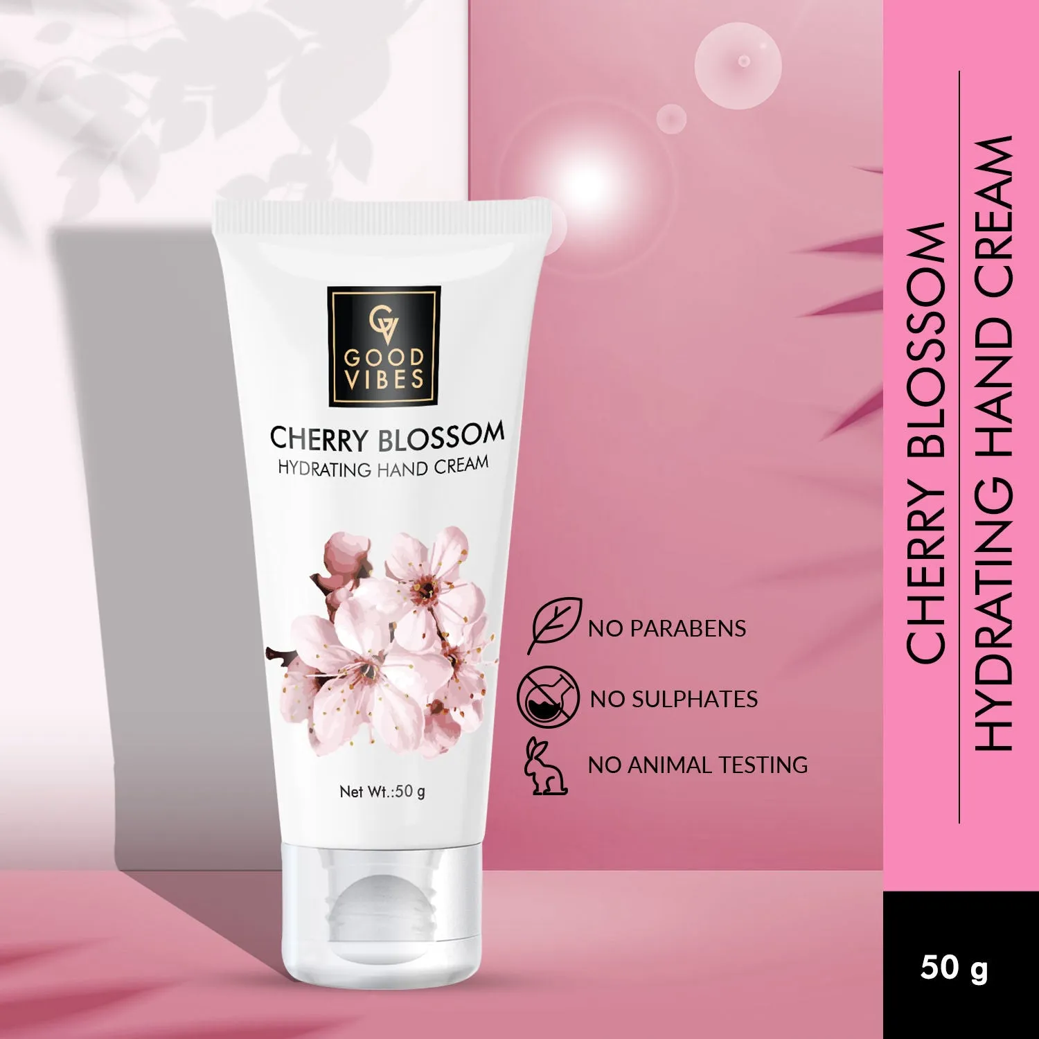 Good Vibes Cherry Blossom Softening Hand Cream | Hydrating, Lightweight, Moisturizing | No Parabens, No Sulphates, No Mineral (50 gm)